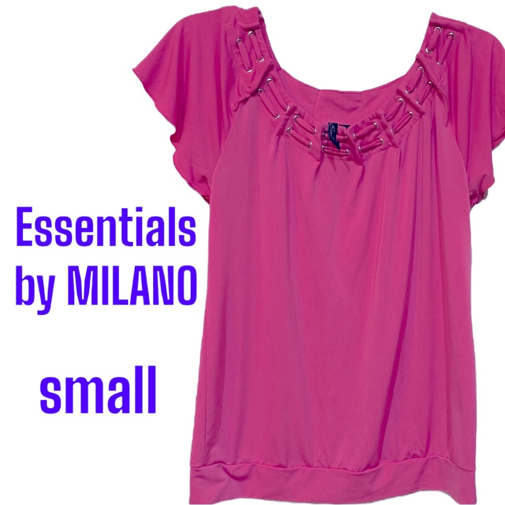 Small Barbie Pink Essentials by Milano Top w/Metal Grommets and Lacing Laces